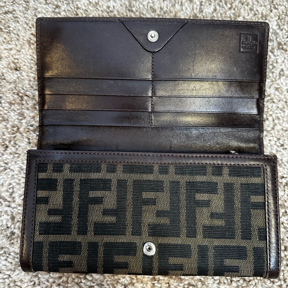 FENDI Zucca Long Women's Wallet Long Trifold - Picture 2 of 7
